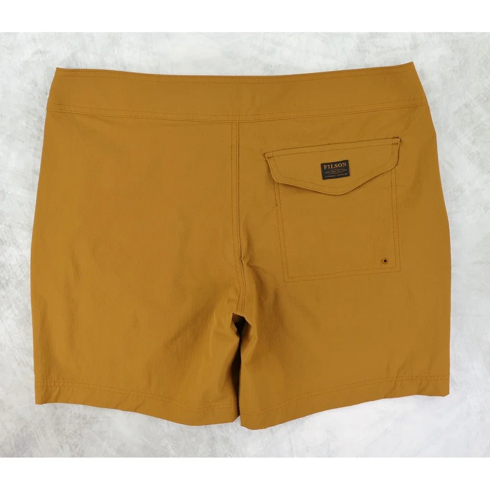 Filson Glacier Bay Trunks Mens 35 Dark Burlap Brown Hybrid Swim Hiking 7.5